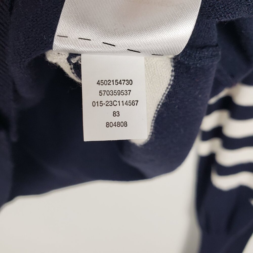 Chicos Mixed Stripe Cardigan Sweater Navy Cream V-Neck Size 0 US Size Small - Picture 7 of 7